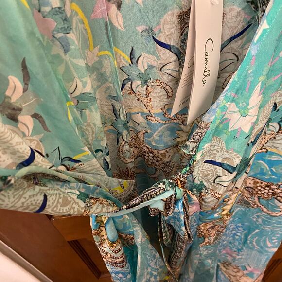 Camilla Long Wrap Dress w/ Frill Turn Back Time size XS Blue $749 NWT's - Picture 15 of 16